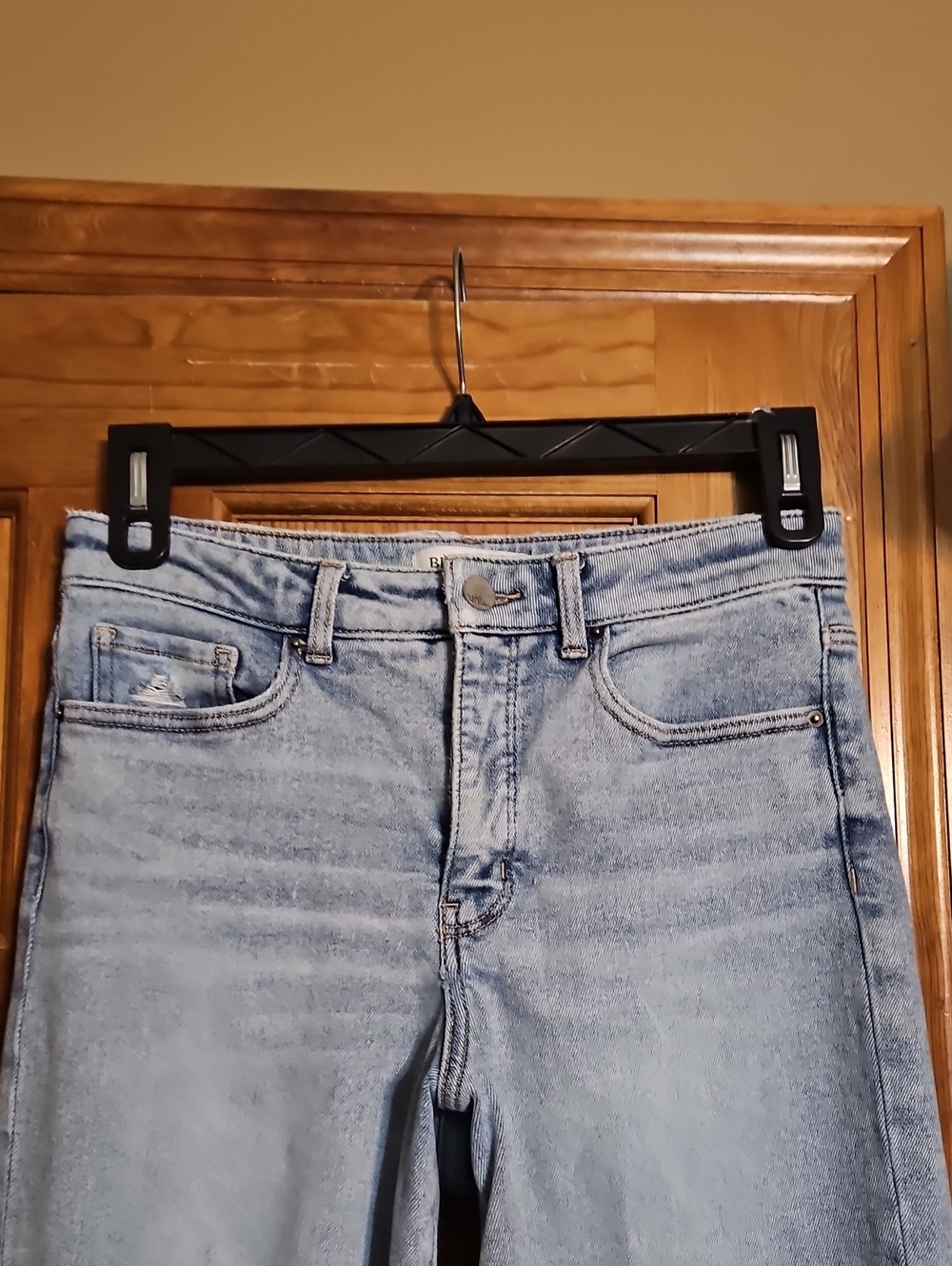 BKE BILLIE Slim Fit High-Rise Wide-Leg Distressed Raw Hem Frayed Denim Jeans - Picture 6 of 13